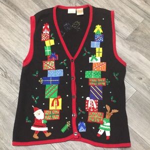 Ugly Christmas Sweater Santa presents reindeer